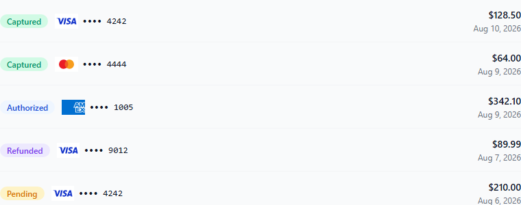 Transaction history component preview